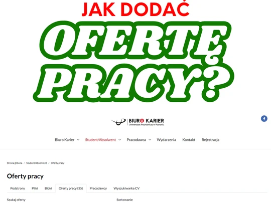 Jak dodać ofertę pracy na stronie Biura Karier?